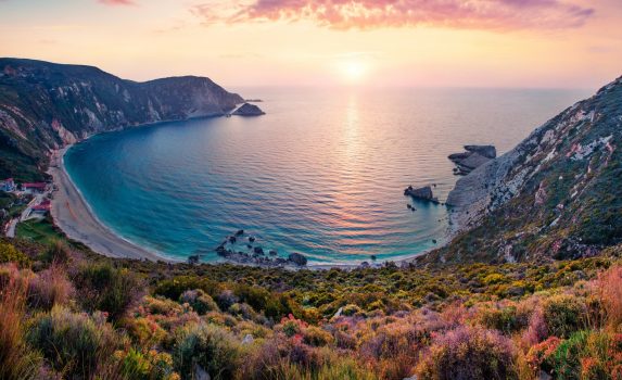 ケファロニア島の夕日　ギリシャの風景