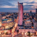 ワルシャワの夜景　ポーランドの風景