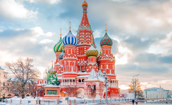 聖ワシリイ大聖堂　冬のモスクワの風景　ロシアの風景