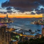 夕暮れの香港の風景