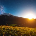 エルブルス山の夜の風景
