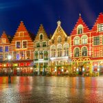 クリスマスのブリュージュ旧市街　ベルギーの風景　