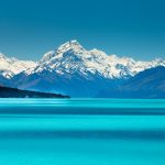 グレンタナー・パーク・センターから眺めるプカキ湖とマウント・クック　ニュージーランドの風景
