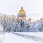 冬のロシア　サンクトペテルブルク　聖イサアク大聖堂の風景