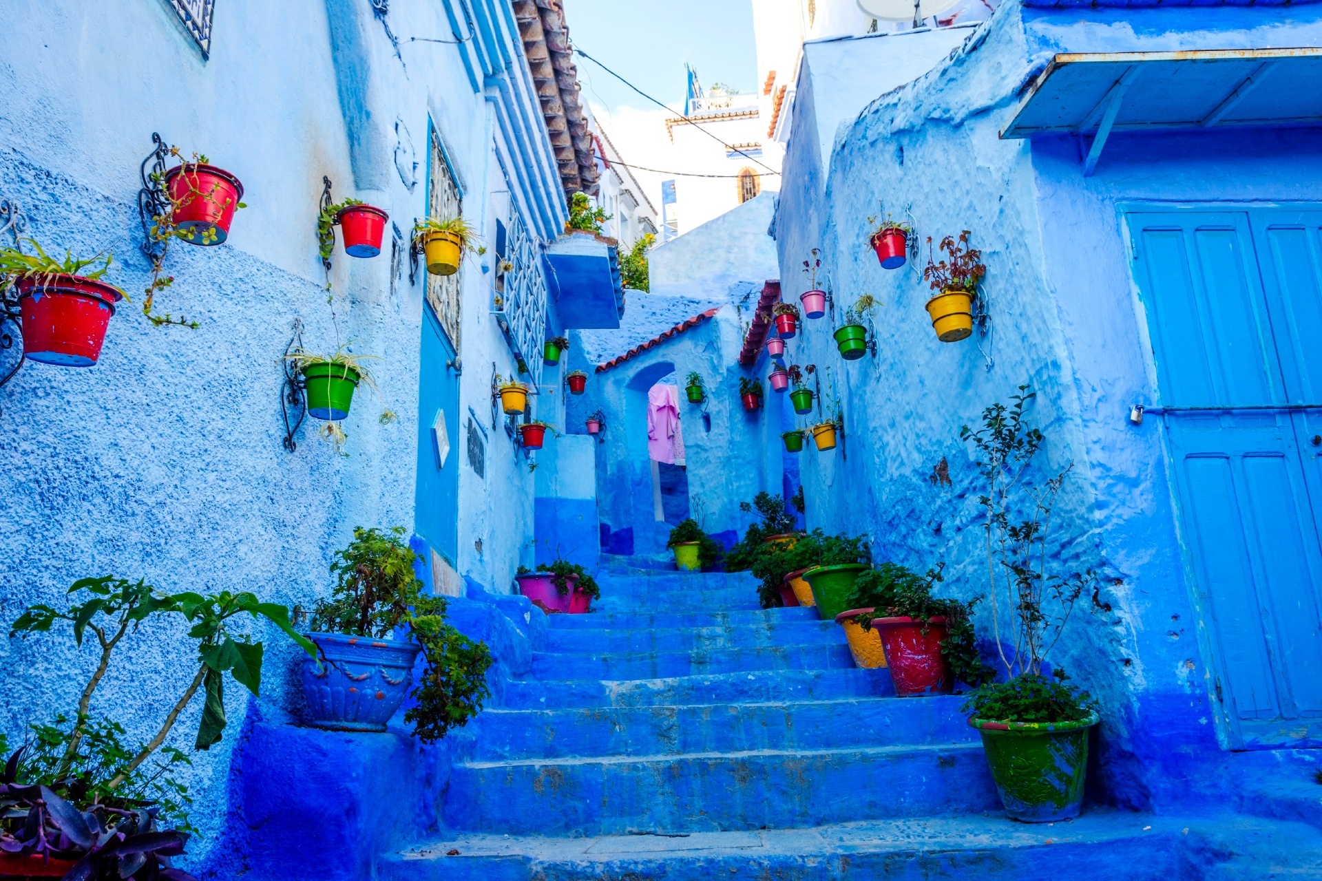 青の町　シャウエンの風景　モロッコの風景