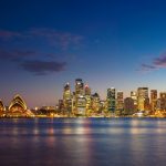 夕暮れのハーバーブリッジとシドニーの風景　オーストラリアの風景