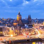 オランダ　アムステルダムのダウンタウンの風景