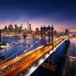 夕暮れのニューヨークの風景　アメリカの風景