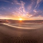 ナミブ砂漠の夕日　ナミビアの風景