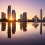 ブリスベンの日の出の風景　オーストラリアの風景