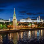 モスクワの夜景　ロシアの風景
