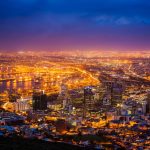 夜明けのケープタウンの風景　南アフリカの風景