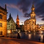 夜のドレスデンの風景　ドイツの風景