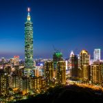台北101と夜の台北の風景　台湾の風景