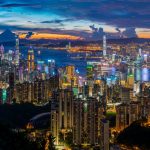 夕暮れの香港の風景