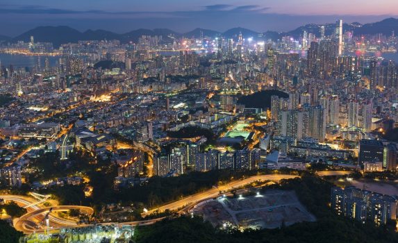 夕暮れ時の香港の風景