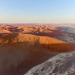 空から見るナミブ砂漠　ナミビアの風景