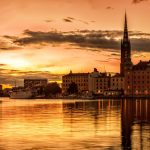ストックホルムの夕暮れ　スウェーデンの風景