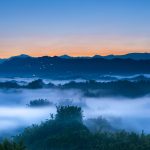 台南の中央山脈の日の出の風景　台湾の風景