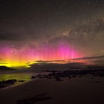オーロラの風景　タスマニア　クラウディー湾　オーストラリアの風景