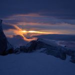 冬のアルプスの夕暮れ　エギーユ・デュ・ミディ　フランスの風景