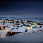 イルリサットの冬の夜　グリーンランドの風景