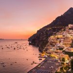 夕方のポジターノの風景　イタリアの風景