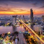 夕暮れのバンコクの風景　タイの風景