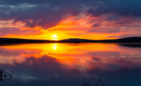 ラップランドの夕日　ロヴァニエミ　フィンランドの風景