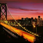 夕暮れのベイブリッジ　サンフランシスコ　アメリカの風景