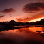 夕暮れのロフォーテン諸島　ノルウェーの風景