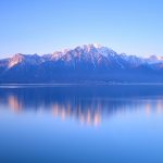 アルプスとジュネーブ湖の風景　スイスの風景