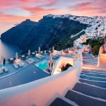 サントリーニ島の夕暮れ　ギリシャの風景
