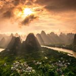夕暮れの桂林　中国の風景