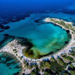 空から見るカリディビーチ　ギリシャの風景