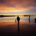 ウユニ塩湖の日の出　ボリビアの風景