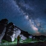天の川と満天の星空　カルパティア山脈　ウクライナの風景