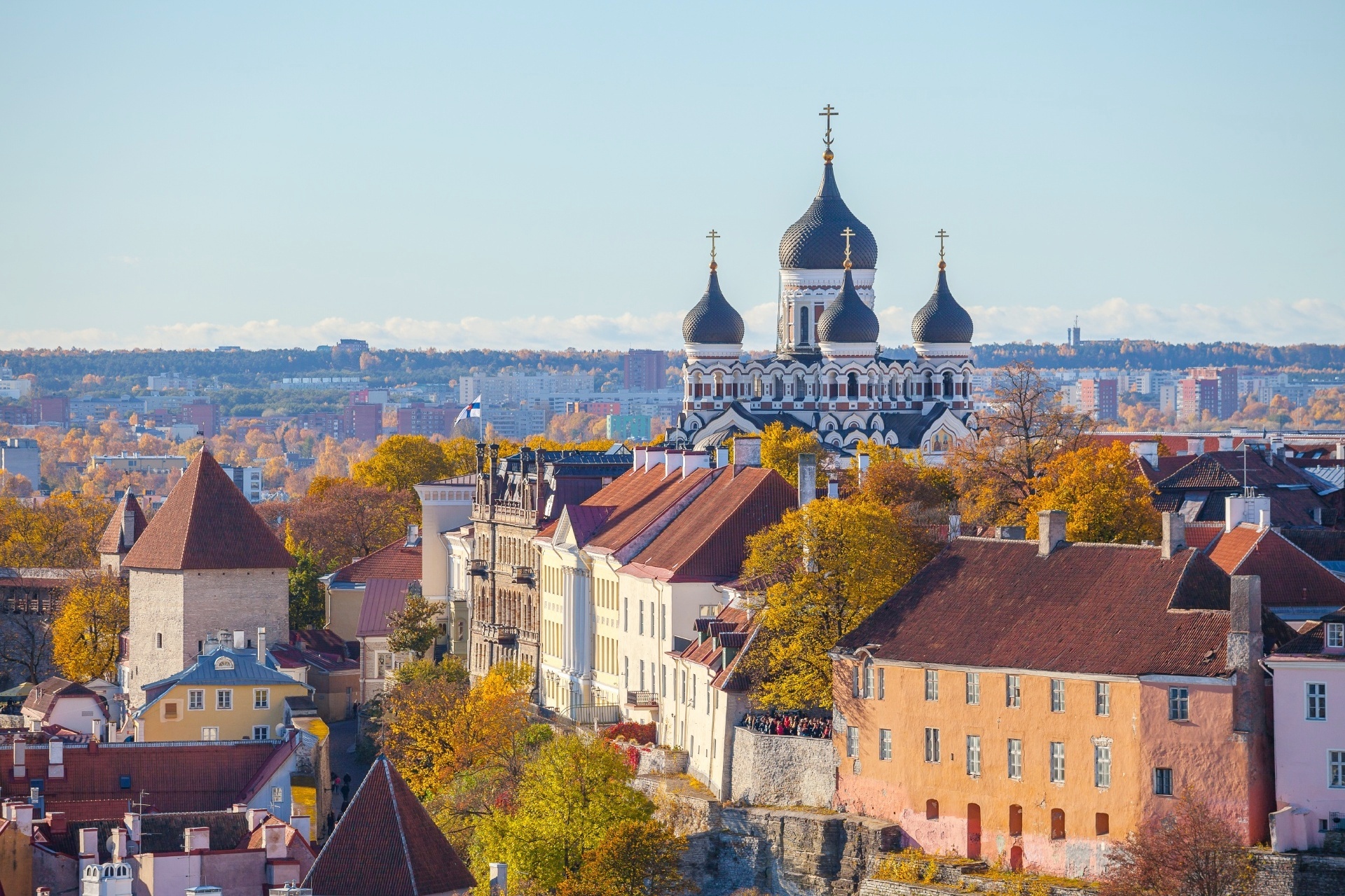 聖オラフ教会から眺めるタリンの街並み　エストニアの風景