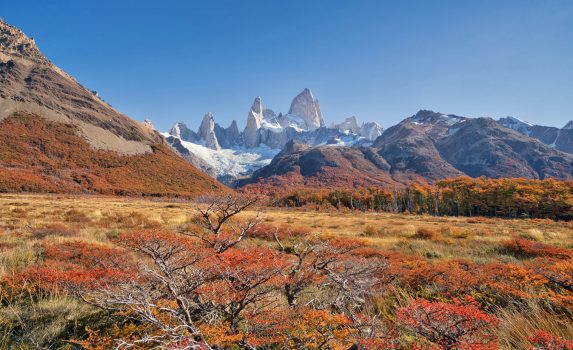 世界の紅葉風景　パタゴニアの秋　フィッツ・ロイ　アルゼンチンの風景