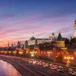 12月のモスクワ　夕暮れの風景　ロシアの風景
