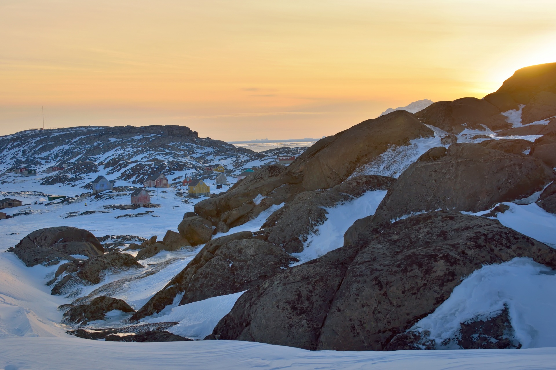 グリーンランドの夕暮れの風景　デンマークの風景