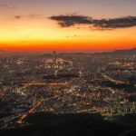 夕暮れのソウルの風景　韓国の風景