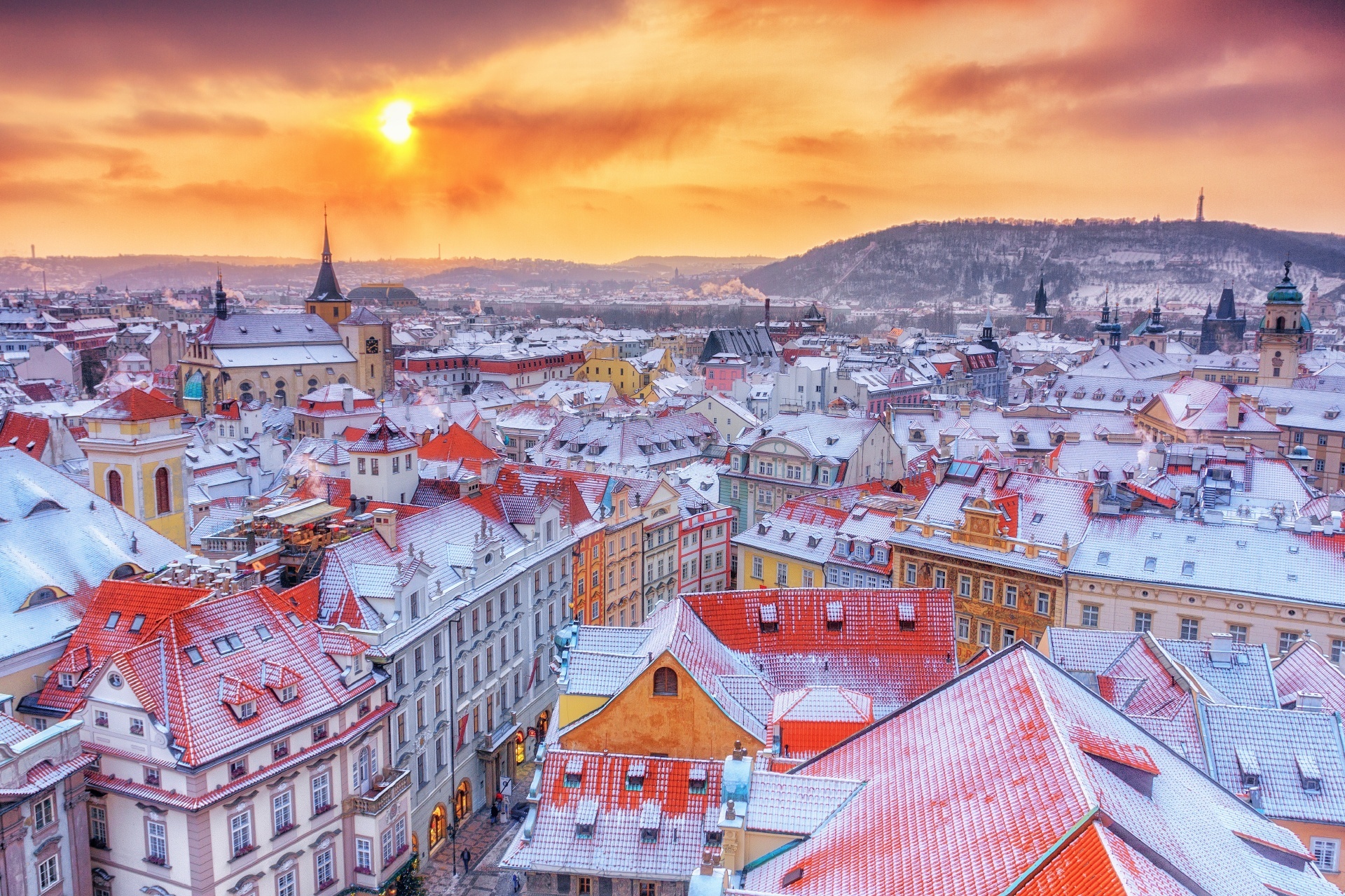 クリスマスの時期のプラハ　チェコの風景
