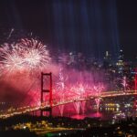 イスタンブール　ボスポラス海峡の夜の風景　トルコの風景