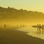 金色に輝くカリフォルニアのビーチ　アメリカの風景