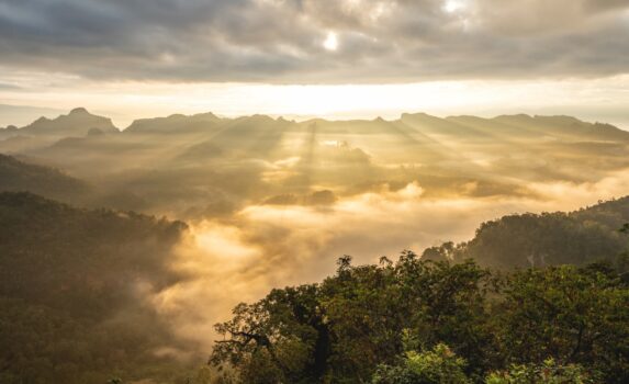 幻想的な雲海と光の風景　メーホンソーン　タイの風景