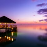 夕暮れの海　モルディブの風景