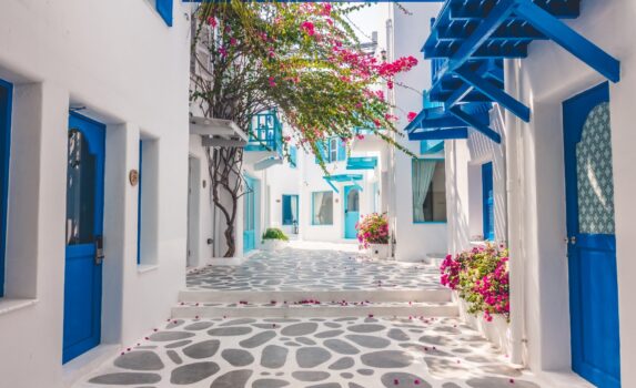 サントリーニ島の家々　ギリシャの風景