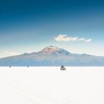 ウユニ塩湖とトゥヌパ火山　ボリビアの風景