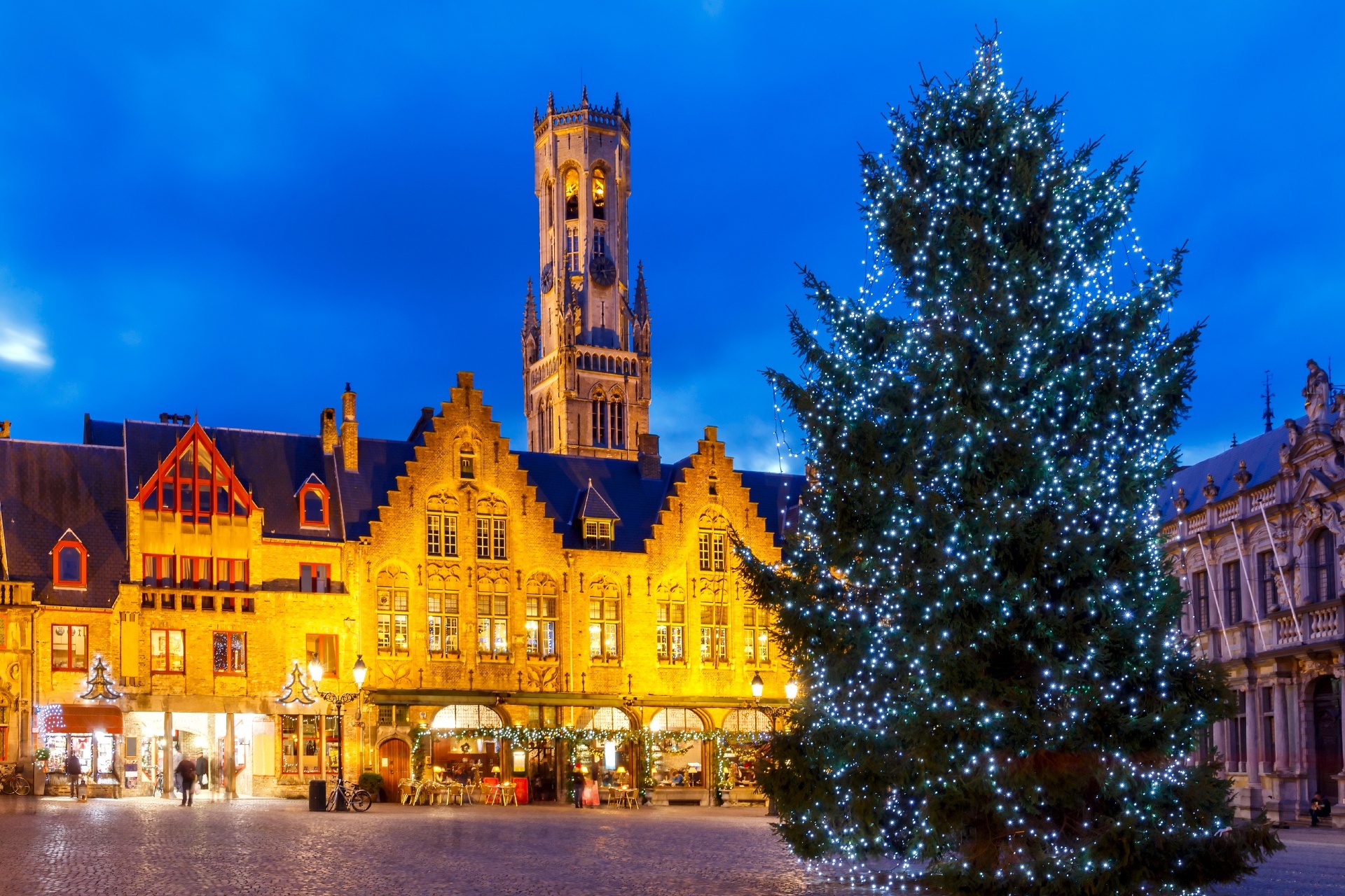 ブルージュ　ブルク広場のクリスマスツリー　ベルギーのクリスマス風景